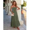 ZESICA Women’s 2026 Summer Boho Maxi Dresses Strapless Off Shoulder Lace Flowy A Line Beach Vacation Long Sundress(Armygreen)
