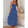 ZESICA Women’s 2026 Summer Boho Maxi Dresses Strapless Off Shoulder Lace Flowy A Line Beach Vacation Long Sundress(Blue)