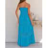 ZESICA Women’s 2026 Summer Boho Maxi Dresses Strapless Off Shoulder Lace Flowy A Line Beach Vacation Long Sundress(Cobalt)