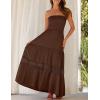 ZESICA Women’s 2026 Summer Boho Maxi Dresses Strapless Off Shoulder Lace Flowy A Line Beach Vacation Long Sundress(Coffee)