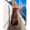 ZESICA Women’s 2026 Summer Boho Maxi Dresses Strapless Off Shoulder Lace Flowy A Line Beach Vacation Long Sundress(Coffee)