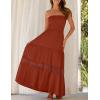 ZESICA Women’s 2026 Summer Boho Maxi Dresses Strapless Off Shoulder Lace Flowy A Line Beach Vacation Long Sundress(Darkorange)