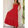 ZESICA Women’s 2026 Summer Boho Maxi Dresses Strapless Off Shoulder Lace Flowy A Line Beach Vacation Long Sundress(Firered)