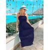 ZESICA Women’s 2026 Summer Boho Maxi Dresses Strapless Off Shoulder Lace Flowy A Line Beach Vacation Long Sundress(Navy)