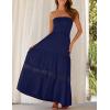 ZESICA Women’s 2026 Summer Boho Maxi Dresses Strapless Off Shoulder Lace Flowy A Line Beach Vacation Long Sundress(Navy)