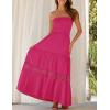 ZESICA Women’s 2026 Summer Boho Maxi Dresses Strapless Off Shoulder Lace Flowy A Line Beach Vacation Long Sundress(Rose)