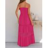 ZESICA Women’s 2026 Summer Boho Maxi Dresses Strapless Off Shoulder Lace Flowy A Line Beach Vacation Long Sundress(Rose)
