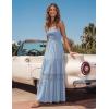 ZESICA Women’s 2026 Summer Boho Maxi Dresses Strapless Off Shoulder Lace Flowy A Line Beach Vacation Long Sundress(Skyblue)