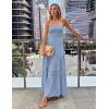 ZESICA Women’s 2026 Summer Boho Maxi Dresses Strapless Off Shoulder Lace Flowy A Line Beach Vacation Long Sundress(Skyblue)