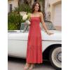 ZESICA Women’s 2026 Summer Boho Maxi Dresses Strapless Off Shoulder Lace Flowy A Line Beach Vacation Long Sundress(Watermelon)