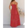 ZESICA Women’s 2026 Summer Boho Maxi Dresses Strapless Off Shoulder Lace Flowy A Line Beach Vacation Long Sundress(Watermelon)