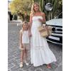 ZESICA Women’s 2026 Summer Boho Maxi Dresses Strapless Off Shoulder Lace Flowy A Line Beach Vacation Long Sundress(White)