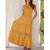 ZESICA Women’s 2026 Summer Boho Maxi Dresses Strapless Off Shoulder Lace Flowy A Line Beach Vacation Long Sundress(Yellow)