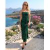 ZESICA Womens Summer Floral Bodycon Maxi Dress 2026 Strapless Tube Split Wedding Guest Cocktail Party Mesh Long Dresses(Green)