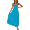ZESICA Women’s 2026 Summer Boho Maxi Dresses Strapless Off Shoulder Lace Flowy A Line Beach Vacation Long Sundress(Cobalt)