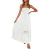 ZESICA Women’s 2026 Summer Boho Maxi Dresses Strapless Off Shoulder Lace Flowy A Line Beach Vacation Long Sundress(White)