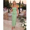 ZESICA Womens Summer Floral Mesh Bodycon Maxi Dress 2026 Strapless Side Slit Formal Cocktail Party Long Dresses(Sage)