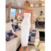 ZESICA Womens Summer Floral Mesh Bodycon Maxi Dress 2026 Strapless Side Slit Formal Cocktail Party Long Dresses(White)