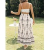 ZESICA Women’s 2026 Summer Bohemian Floral Printed Elastic Waist A Line Maxi Skirt with Pockets(Apricot)