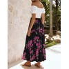 ZESICA Women’s 2026 Summer Bohemian Floral Printed Elastic Waist A Line Maxi Skirt with Pockets(Blackrose)