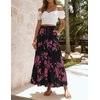 ZESICA Women’s 2026 Summer Bohemian Floral Printed Elastic Waist A Line Maxi Skirt with Pockets(Blackrose)