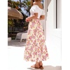 ZESICA Women’s 2026 Summer Bohemian Floral Printed Elastic Waist A Line Maxi Skirt with Pockets(Lightapricot)