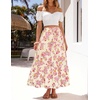 ZESICA Women’s 2026 Summer Bohemian Floral Printed Elastic Waist A Line Maxi Skirt with Pockets(Lightapricot)