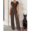 ZESICA Womens Summer Asymmetrical T Shirts 2026 Short Sleeve Ruched Slim Y2K Going Out Tops Dressy Casual Fashion Outfits(Coffee)