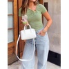 ZESICA Womens Summer Asymmetrical T Shirts 2026 Short Sleeve Ruched Slim Y2K Going Out Tops Dressy Casual Fashion Outfits(Light Green)
