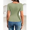 ZESICA Womens Summer Asymmetrical T Shirts 2026 Short Sleeve Ruched Slim Y2K Going Out Tops Dressy Casual Fashion Outfits(Light Green)