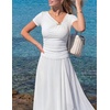 ZESICA Womens Summer Asymmetrical T Shirts 2026 Short Sleeve Ruched Slim Y2K Going Out Tops Dressy Casual Fashion Outfits(White)