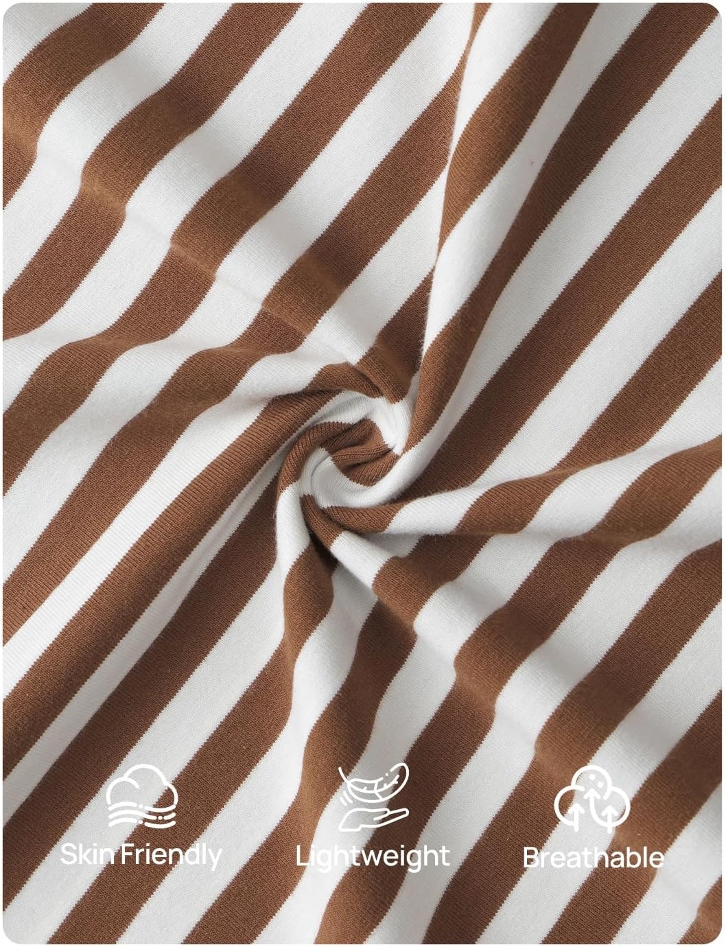 image:imageZESICA Womens Summer 2 Piece Short Sets Striped Loose Fit Matching Lounge Airport Travel Workout Beach Vacation OutfitsBrown