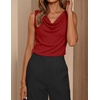 ZESICA Women’s Cowl Neck Business Casual Tank Tops 2026 Summer Sleeveless Knit Shirts Work Dressy Blouses(Red)