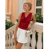 ZESICA Women’s Cowl Neck Business Casual Tank Tops 2026 Summer Sleeveless Knit Shirts Work Dressy Blouses(Red)