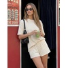ZESICA Womens Summer 2 Piece Short Sets Striped Loose Fit Matching Lounge Airport Travel Workout Beach Vacation Outfits(Apricot)