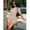 ZESICA Womens Summer 2 Piece Short Sets Striped Loose Fit Matching Lounge Airport Travel Workout Beach Vacation Outfits(Brown)