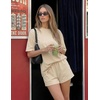 ZESICA Womens Summer 2 Piece Short Sets Striped Loose Fit Matching Lounge Airport Travel Workout Beach Vacation Outfits(Solid Apricot)