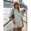 ZESICA Womens Summer 2 Piece Short Sets Striped Loose Fit Matching Lounge Airport Travel Workout Beach Vacation Outfits(Sage)