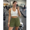 ZESICA Women’s Summer Beach Vacation Shorts 2026 Cute Elastic Drawstring Waist Lace Trim Wide Leg Shorts with Pockets(Army Green)