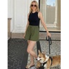 ZESICA Women’s Summer Beach Vacation Shorts 2026 Cute Elastic Drawstring Waist Lace Trim Wide Leg Shorts with Pockets(Army Green)