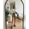ZESICA Women’s Summer Beach Vacation Shorts 2026 Cute Elastic Drawstring Waist Lace Trim Wide Leg Shorts with Pockets(Army Green)