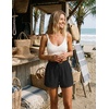 ZESICA Women’s Summer Beach Vacation Shorts 2026 Cute Elastic Drawstring Waist Lace Trim Wide Leg Shorts with Pockets(Black)