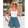 ZESICA Women’s Summer Beach Vacation Shorts 2026 Cute Elastic Drawstring Waist Lace Trim Wide Leg Shorts with Pockets(Blue)