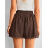 ZESICA Women’s Summer Beach Vacation Shorts 2026 Cute Elastic Drawstring Waist Lace Trim Wide Leg Shorts with Pockets(Brown)