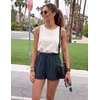 ZESICA Women’s Summer Beach Vacation Shorts 2026 Cute Elastic Drawstring Waist Lace Trim Wide Leg Shorts with Pockets(Navy)