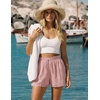 ZESICA Women’s Summer Beach Vacation Shorts 2026 Cute Elastic Drawstring Waist Lace Trim Wide Leg Shorts with Pockets(Pink)