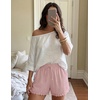 ZESICA Women’s Summer Beach Vacation Shorts 2026 Cute Elastic Drawstring Waist Lace Trim Wide Leg Shorts with Pockets(Pink)