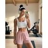 ZESICA Women’s Summer Beach Vacation Shorts 2026 Cute Elastic Drawstring Waist Lace Trim Wide Leg Shorts with Pockets(Pink)
