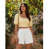 ZESICA Women’s Summer Beach Vacation Shorts 2026 Cute Elastic Drawstring Waist Lace Trim Wide Leg Shorts with Pockets(White)