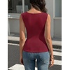 ZESICA Womens Summer Sleeveless Tank Tops 2026 Asymmetrical Neck Ruched Slim Fit Shirts Fashion Going Out Clothes(Burgundy)